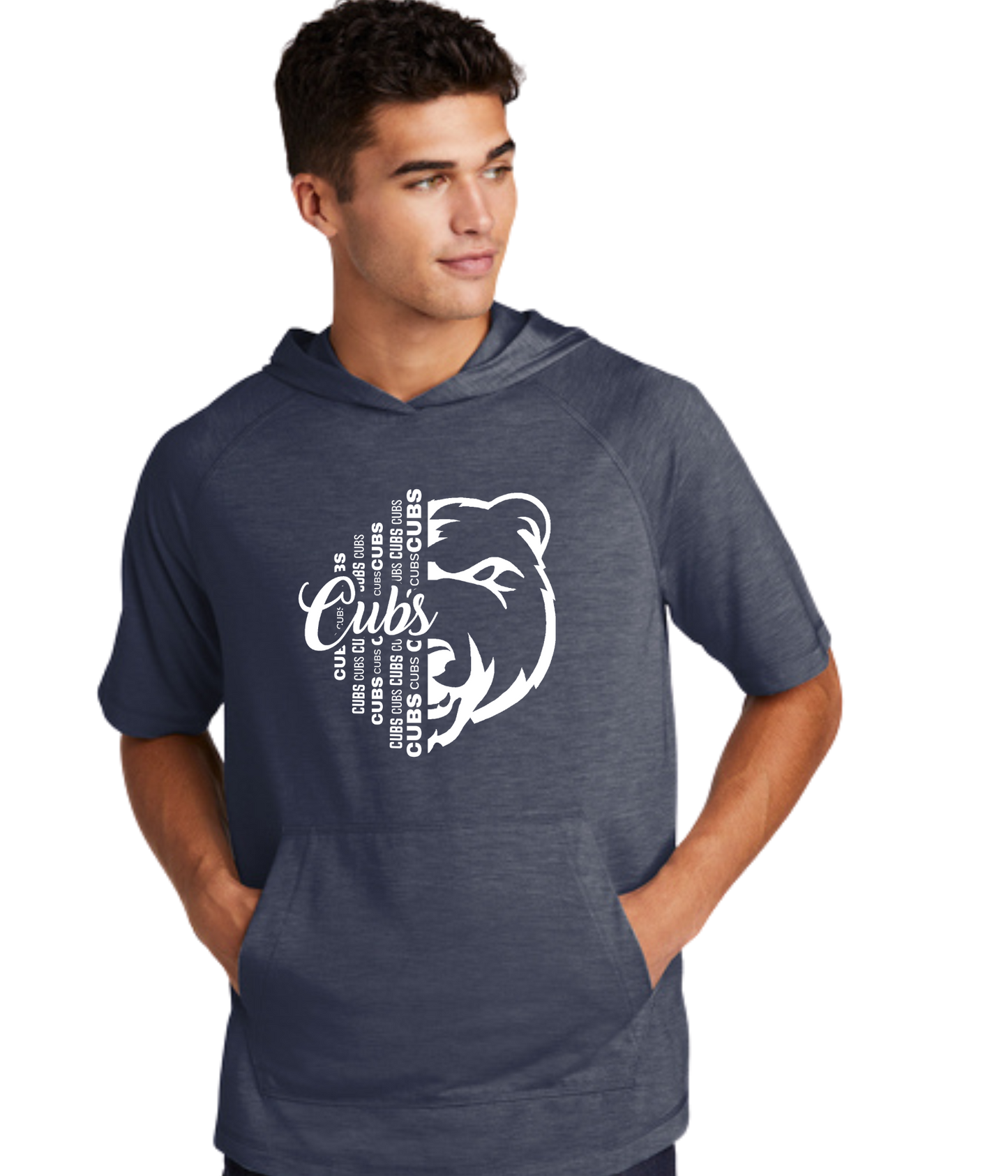 Men's Short Sleeve Hoodie - 1/2 Cub Face