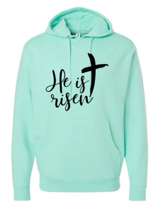 Youth - He is Risen Hoodie with bible verse on the sleeve